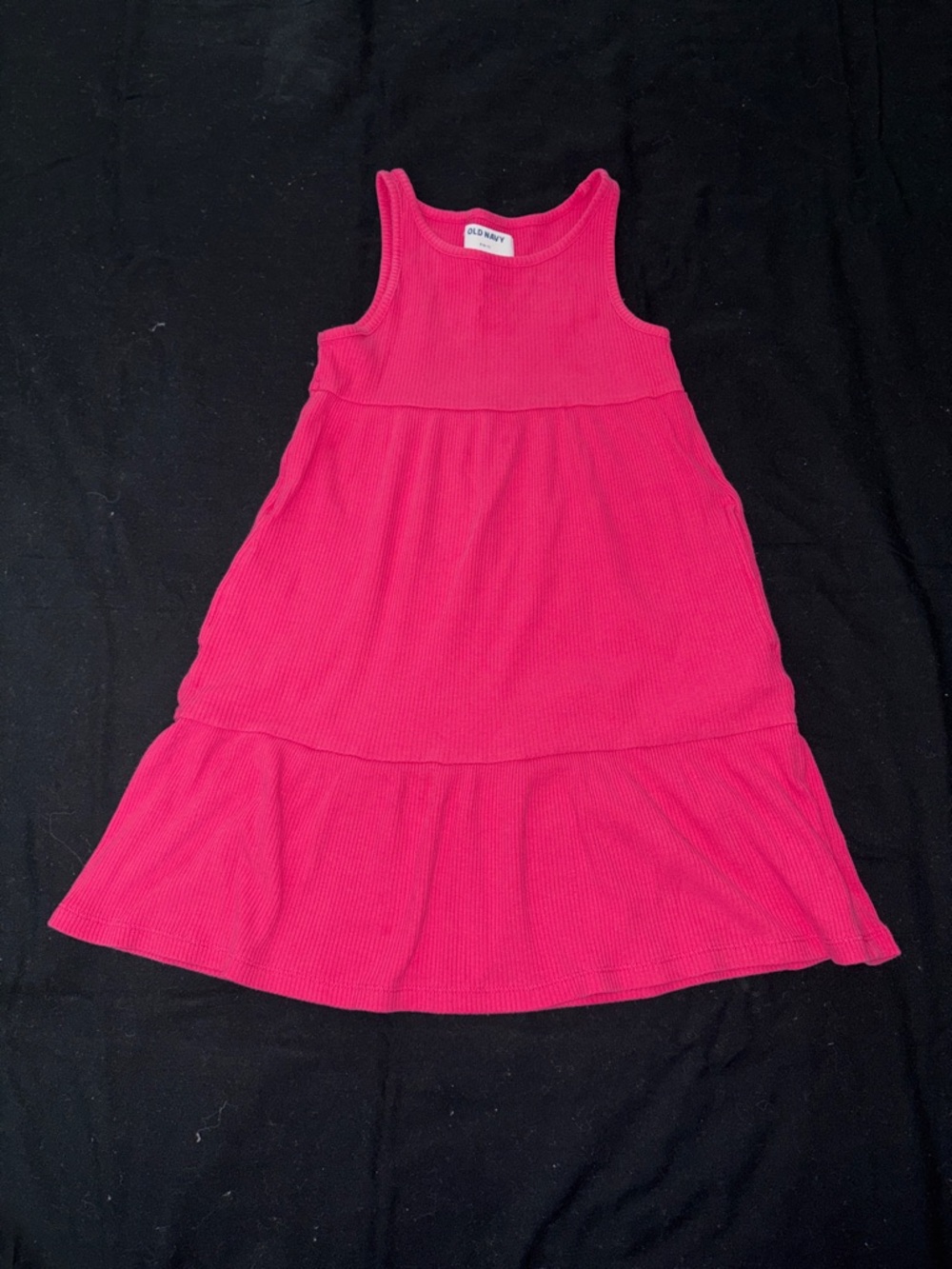 Old Navy Girls Hot Pink Ribbed Tiered Tank Dress